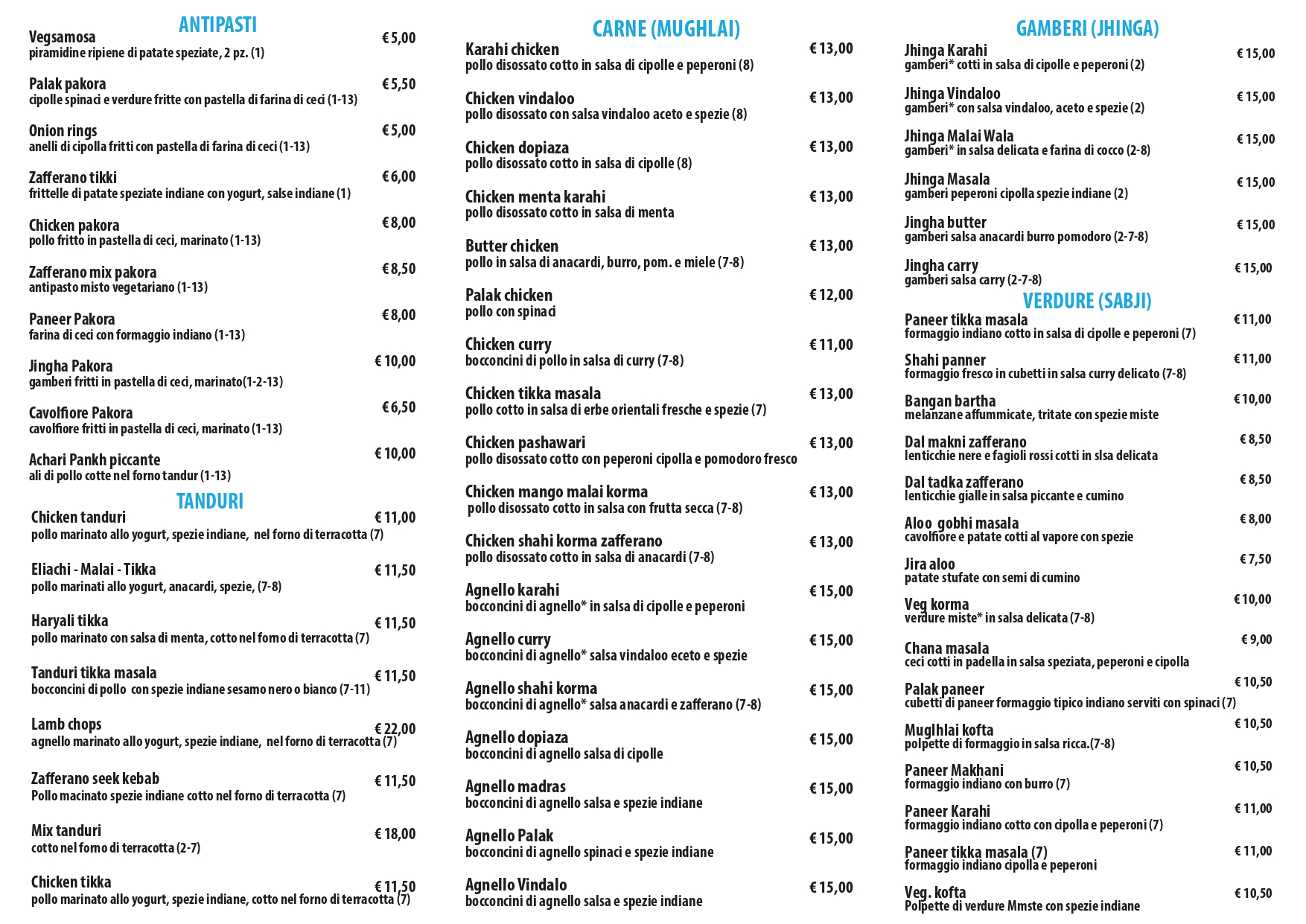 menu